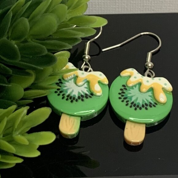 Kiwi Earring, Funny Food Earring, Popsicle Earring, Summer Earring, Gift Idea - Picture 2 of 8